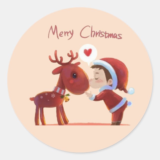 Adesivo Merry Christmas Sticker – Santa & Reindeer Kiss –  (Frente)