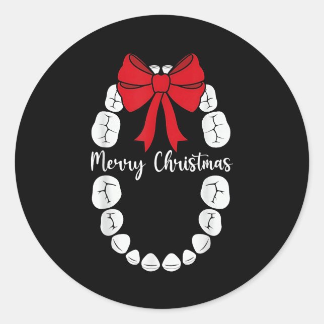 Adesivo Merry Christmas Teeth Wreath Dental Christmas Shir (Frente)
