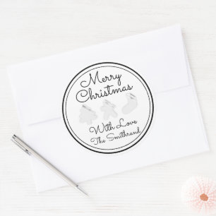 Adesivo Merry Christmas Tree Name Black White Modern