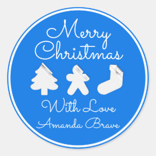 Adesivo Merry Christmas Tree Name Blue Modern Famed