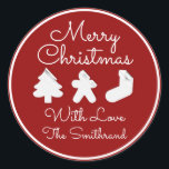 Adesivo Merry Christmas Tree Name Burgundy White Famoso<br><div class="desc">design florenceK</div>