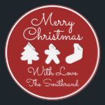 Adesivo Merry Christmas Tree Name Burgundy White Famoso<br><div class="desc">design florenceK</div>