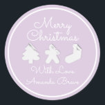 Adesivo Merry Christmas Tree Name Purple Lavanda<br><div class="desc">design florenceK</div>