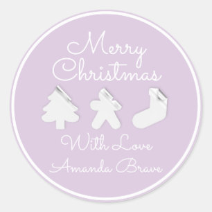 Adesivo Merry Christmas Tree Name Purple Lavanda