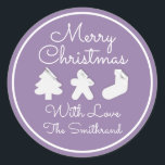 Adesivo Merry Christmas Tree Name Violet Purple<br><div class="desc">design florenceK</div>