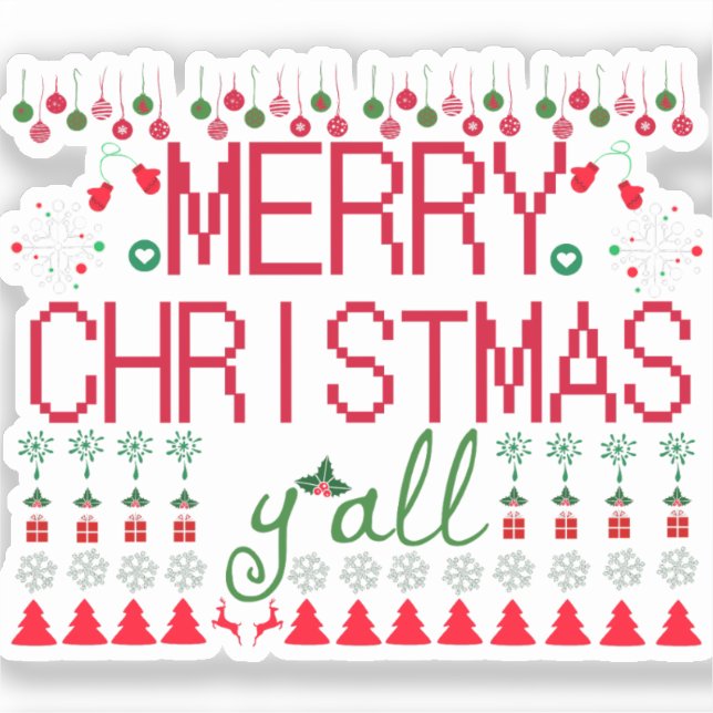 Adesivo Merry Christmas Ugly Sweater Knit Pattern (Frente)