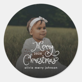 Adesivo Merry Christmas Whimsical Script Baby Photo