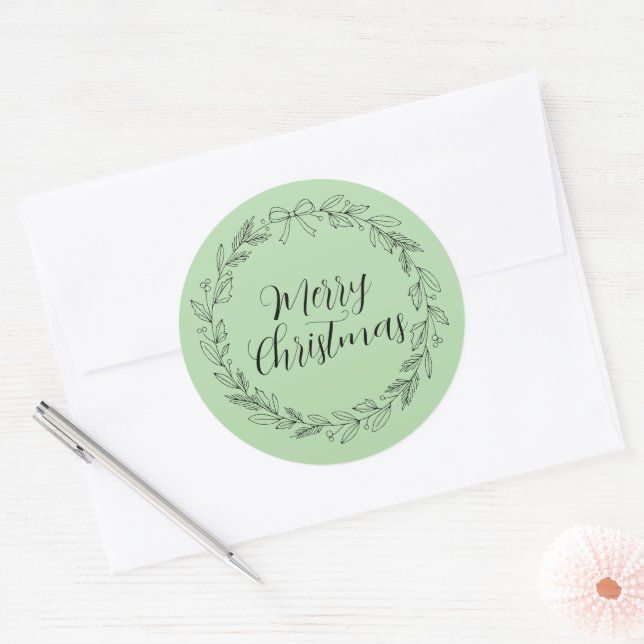 Adesivo Merry Christmas wreath crest stickers and sealers (Envelope)