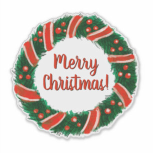 Adesivo Merry Christmas wreath transparente removível vin