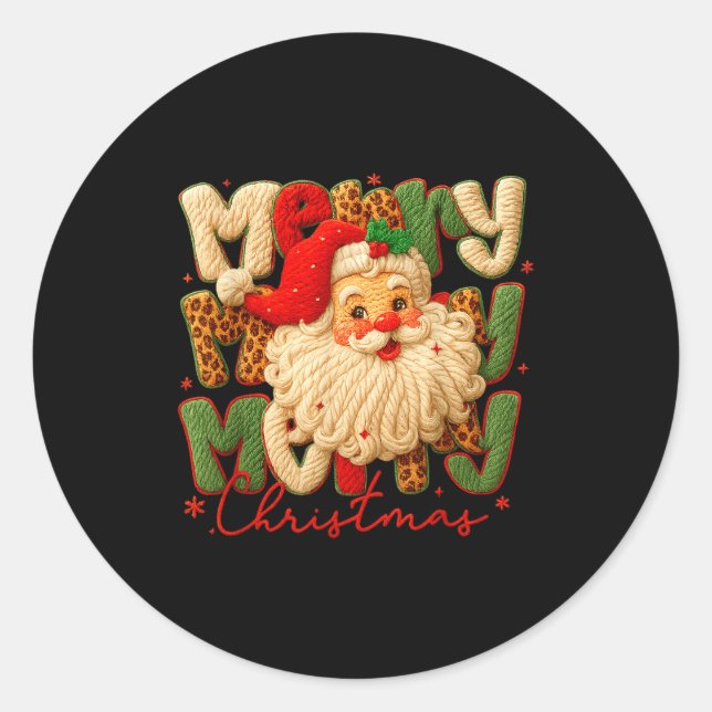 Adesivo Merry Christmas Xmas Vibes Santa Latch Hook Yarn C (Frente)