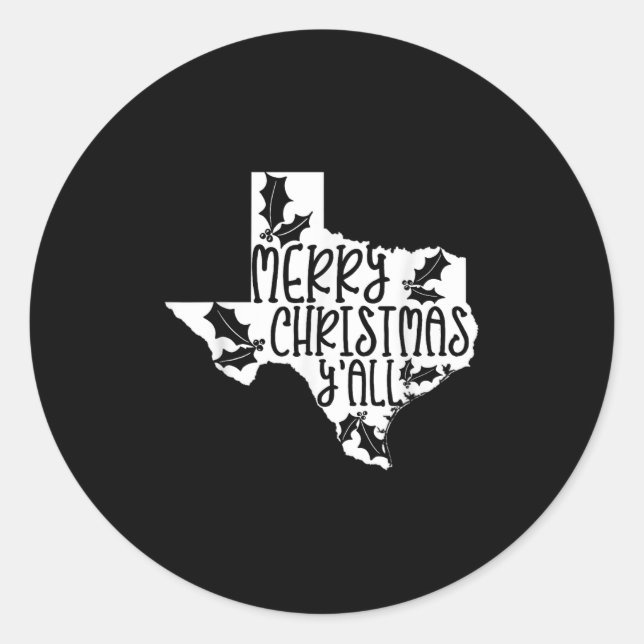 Adesivo Merry Christmas Yall Texas Mistletoe White Graphic (Frente)