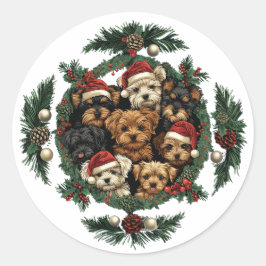 Adesivo Merry Christmas Yorkshire Terrier Dogs