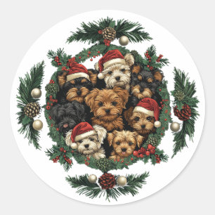 Adesivo Merry Christmas Yorkshire Terrier Dogs
