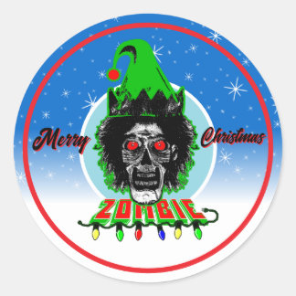 Adesivo Merry Christmas Zombie Blue Circle