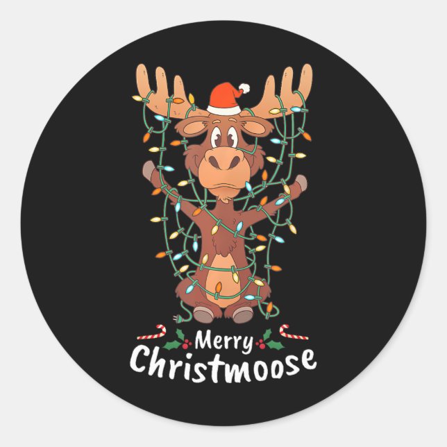 Adesivo Merry Christmoose Christmas Moose Xmas Tree Lights (Frente)