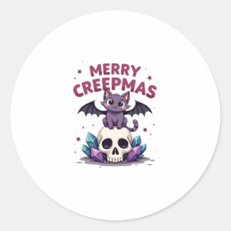 Adesivo Merry Creepmas Cat Pastel Goth Christmas Skull T-S