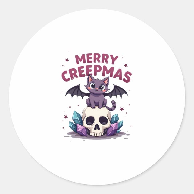 Adesivo Merry Creepmas Cat Pastel Goth Christmas Skull T-S (Frente)