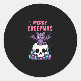 Adesivo Merry Creepmas Cat Pastel Goth Christmas Skull T-S