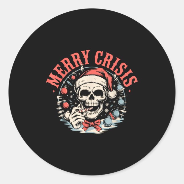 Adesivo Merry Crisis Dark Humor Sarcastic Christmas Goth P (Frente)
