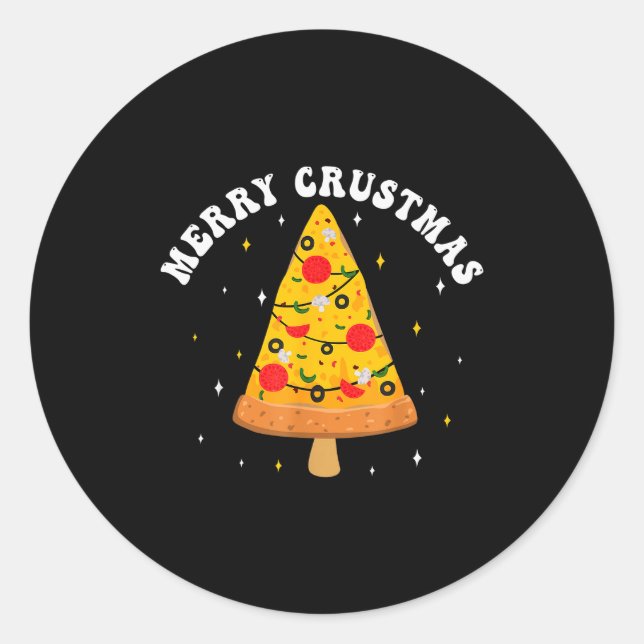 Adesivo Merry Crustmas Funny Zza Slice Christmas Tree Zza  (Frente)