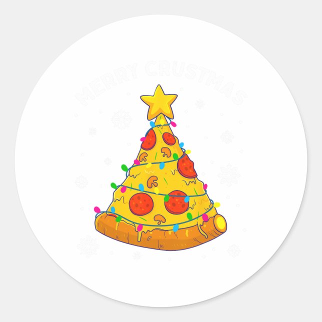 Adesivo Merry Crustmas Pizza Christmas Tree Xmas Gifts Kid (Frente)