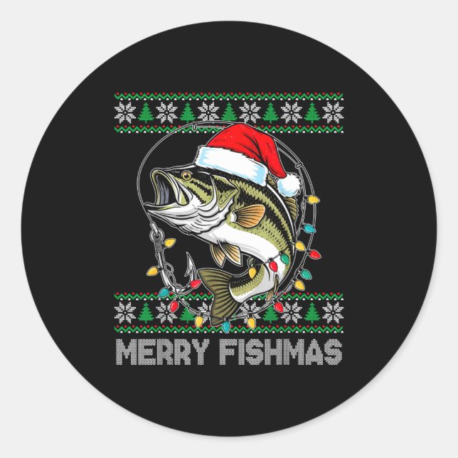 Adesivo Merry Fishmas Funny B Fishing Christmas For Women  (Frente)