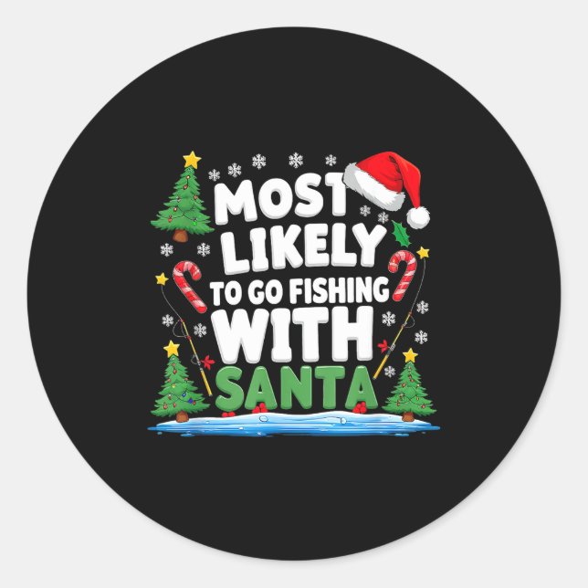 Adesivo Merry Fishmas Funny Fish Santa Bigfoot Christmas F (Frente)