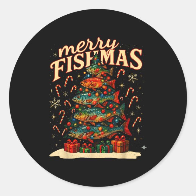 Adesivo Merry Fishmas Funny Fishing Christmas Design  (Frente)