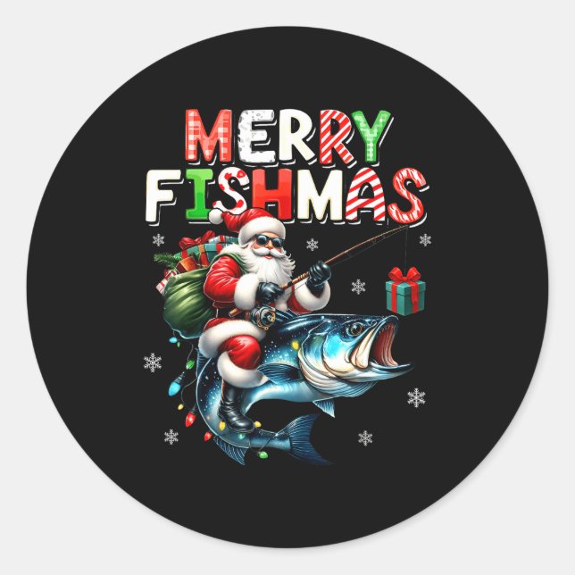 Adesivo Merry Fishmas Santa Fishing Lovers Funny Fisherman (Frente)