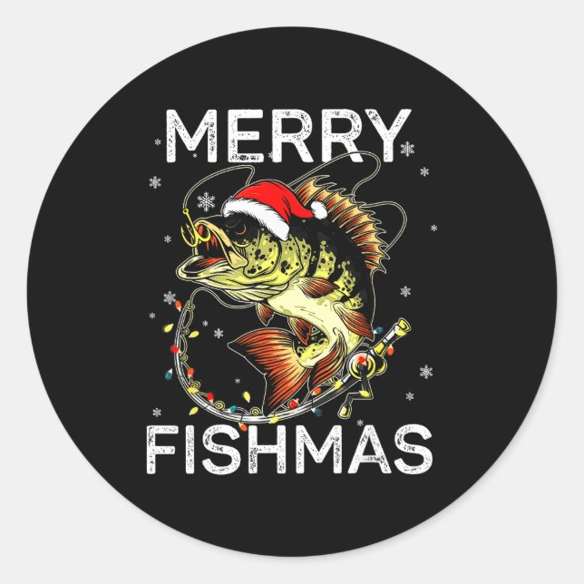 Adesivo Merry Fishmas Santa Fishing Lovers Funny Fisherman (Frente)