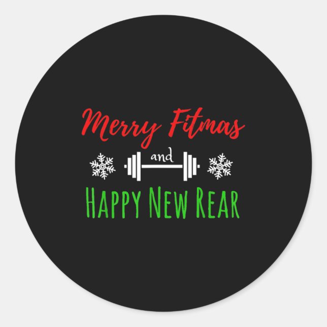 Adesivo Merry Fitmas And Happy New Rear Fitness Funny  (Frente)
