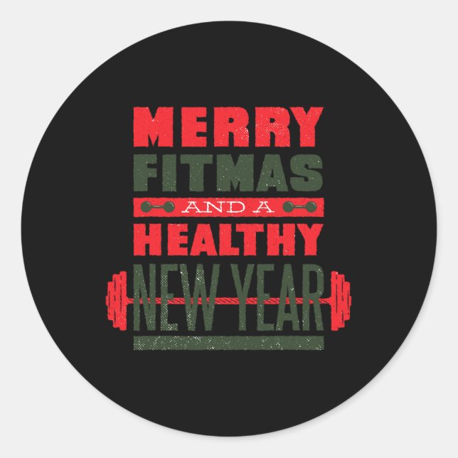 Adesivo Merry Fitmas And Happy New Rear Fitness Funny Xmas (Frente)