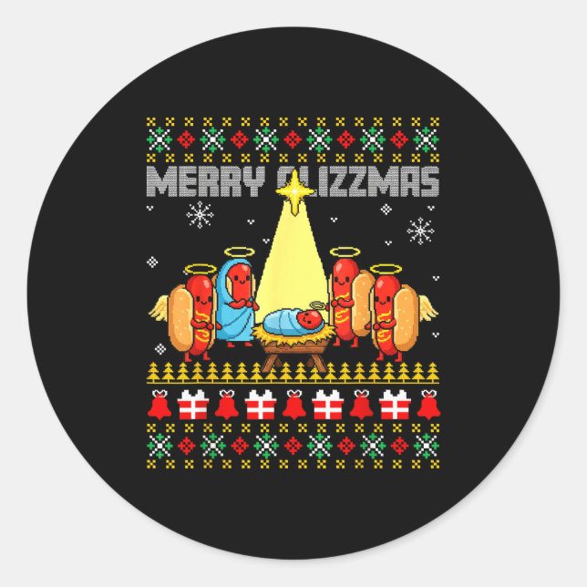 Adesivo Merry Glizzmas Ugly Christmas Sweaters Hot Dogs Xm (Frente)