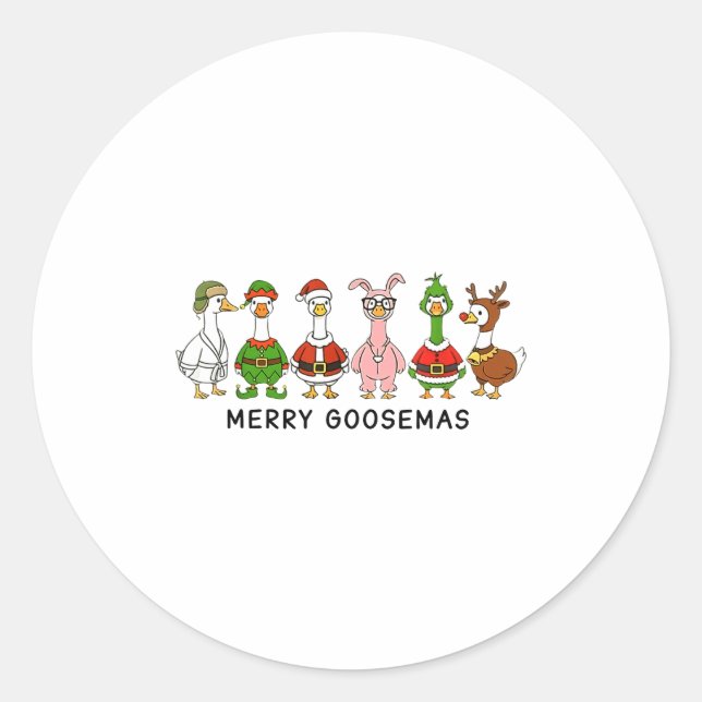 Adesivo Merry Goosemas Funny Christmas Geese In Costumes  (Frente)