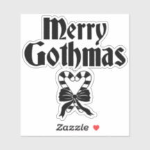 Merry Gothmas Black and White Candy Cane Heart