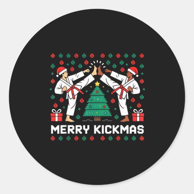 Adesivo Merry Kickmas Funny Karate Jiu Jitsu Ugly Christma (Frente)