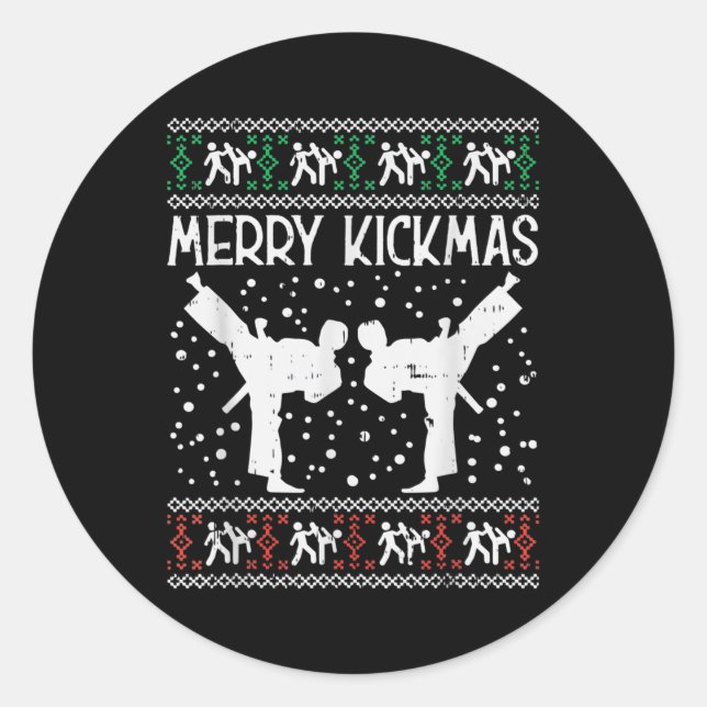 Adesivo Merry Kickmas Ugly Christmas Karate Jiu Jitsu (Frente)