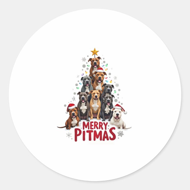 Adesivo Merry Pitmas Pitbull Dog Ugly Christmas Sweater Tr (Frente)