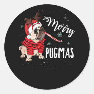 Adesivo Merry Pugmas Christmas Pug Lover