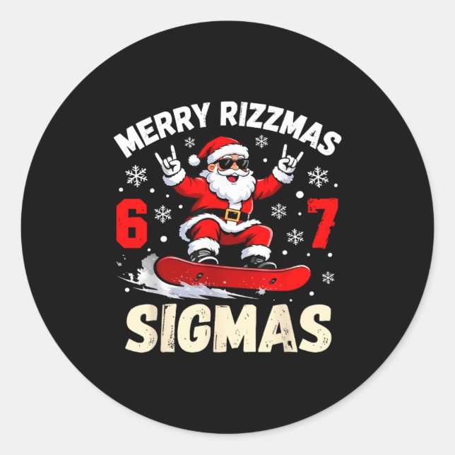 Adesivo Merry Rizzmas Sigmas Santa 67 Six Seven  (Frente)