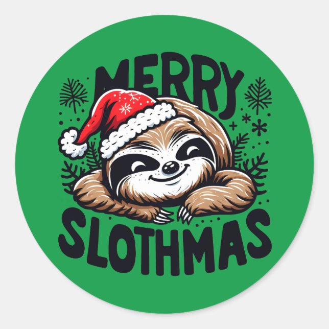 Adesivo Merry Slothmas! Vector Festive Christmas Sloth (Frente)
