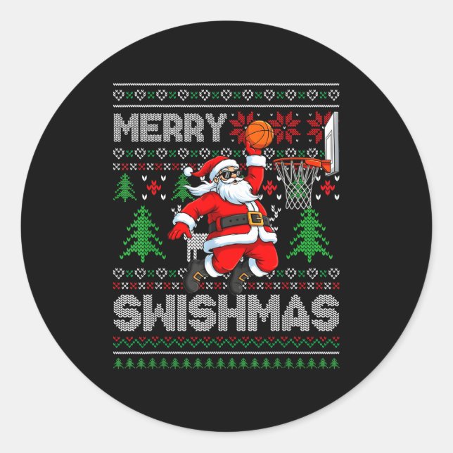 Adesivo Merry Swishmas Basketball Ugly Christmas Santa Men (Frente)