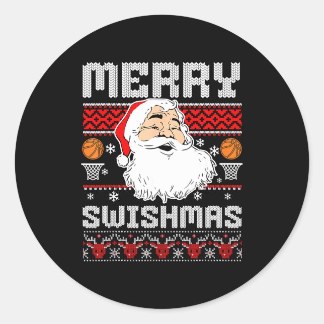 Adesivo Merry Swishmas Basketball Xmas Ugly Christmas Men  (Frente)