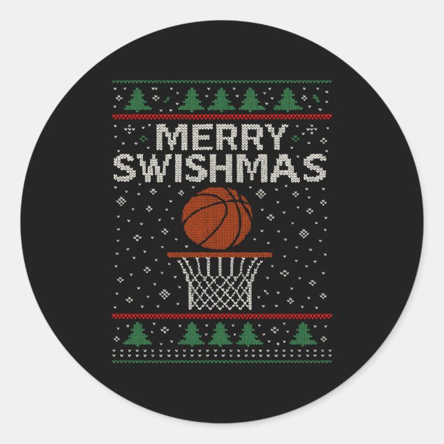 Adesivo Merry Swishmas Ugly Christmas Sweater Basketball J (Frente)