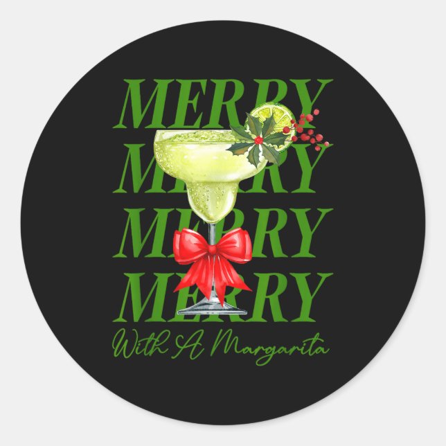 Adesivo Merry With A Margarita Christmas Drinking Margarit (Frente)