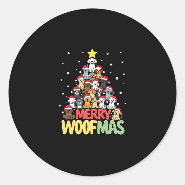 Adesivo Merry Woofmas - Merry Christmas For Dog Lovers (3) (Frente)