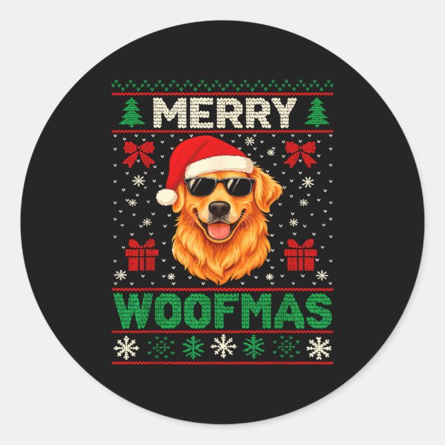 Adesivo Merry Woofmas Ugly Christmas Jumper Xmas Dog Lover (Frente)