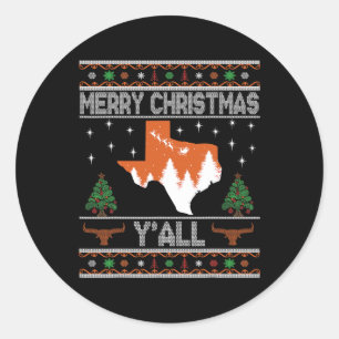 Adesivo Merry Xmas Y'all Texas Ugly Holiday Longhorn Sweat