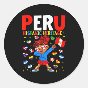 Adesivo Mês da Herança Hispânica Bandeira do Peru Menina P