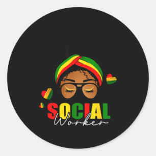 Adesivo Mês da História Negra Assistente Social Cabelo Des